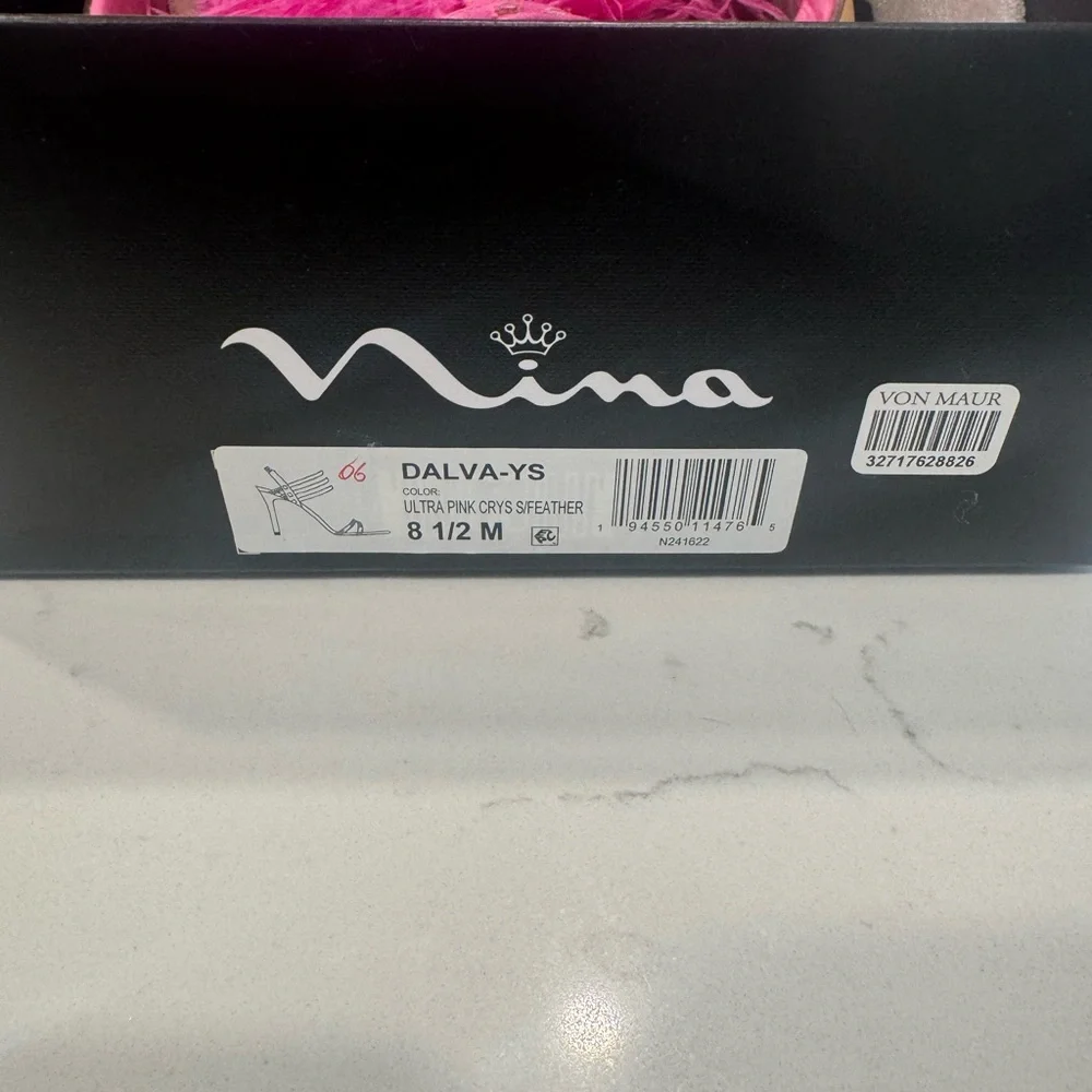 Nina Vibrant Pink Feathered Heels - Picture 6 of 6